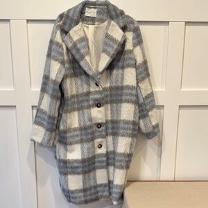 Plaid Wool-Blend Coat